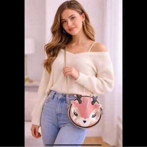 Betsey Johnson Whimsical Fox Purse Deer Antlers Woodland Fantasy Novelty Bag